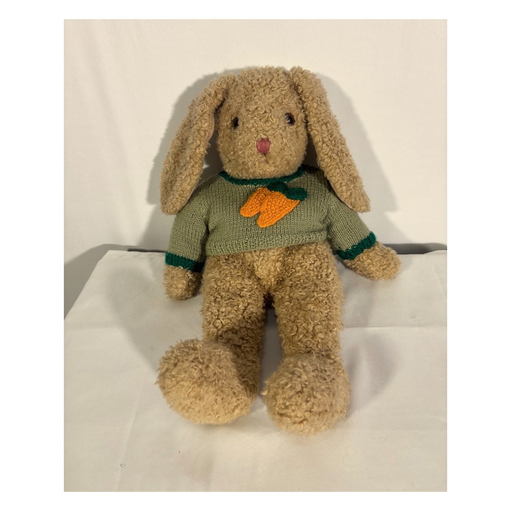 Retro Vintage 1991 Ty Attic Treasures Carrots Bunny Plush Kids 12" Tan Green